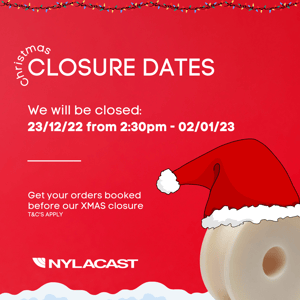 Nylacast will be having a winter shutdown